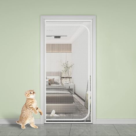 Porte moustiquaire pour Chat,Porte moustiquaire Anti-Rayures pour Chat avec Fermeture éclair Empêche Les Chiots Chats de Sortir,D Type,85210cm (1/5)