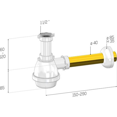SCELTO DA DESIVERO SIFONE LAVELLO A BOCCIA 1 VIA S/PILETTA TUBO OTTONE 1"1/2 BCO codice prod: DSV20679