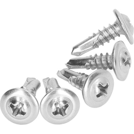 Vis autoperceuse inox 410, tête fraisée avec rondelle, vis à métaux rapide pour industrie mécanique, 4,8 x 16 mm, lot de 100 pièces (1/5)