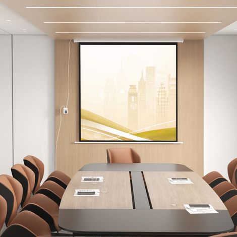 Motorisierte 96-Zoll-Projektionsleinwand, 1:1 4K HD, Wand- oder Deckenmontage mit Fernbedienung, 195 x 8 x 182 cm (L x B x H)