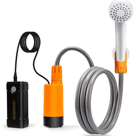 Douche de camping portable USB rechargeable – Douche extérieure avec lumière LED – Pour camping, randonnée, plage et natation (1/5)