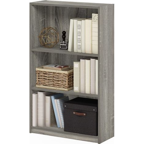 Étagère Réglable à 3 Niveaux, Chêne Français Gris, One Size (1/5)