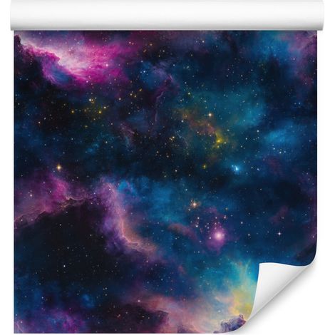 Papel pintado de galaxia en acuarela azul marino, índigo y violeta 50x1000 cm (1/5)