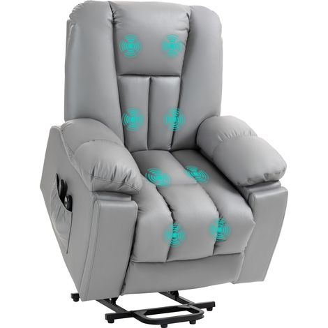 Fauteuil de massage relaxant avec fonction releveur telecommande poches laterales 94x96x106 cm Gris fonce