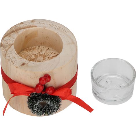 Support de Bougie en Bois, Bougeoir Décoratif Simple avec Coupelle, Déco Intérieure pour Noël, Mariage, Fêtes - Lot de 1 (1/5)