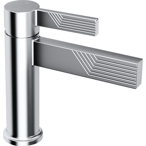Mitigeur lavabo moderne – Bec hauteur 10,8 cm – Poignée carrée design – Mélangeur eau chaude/froide – Installation facile – 2019 Square handle Chrome (1/5)