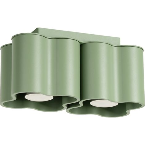 Lámpara de techo OVIO 2 verde salvia aluminio 2xGU10 Sollux (1/5)