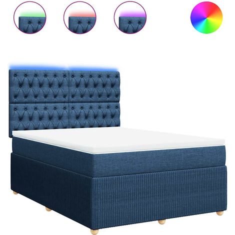 Maison Exclusive - Cama box spring con colchón tela azul 160x200 (1/5)