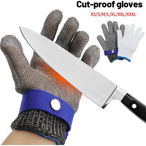 Guanti da cucina in rete metallica, resistenti al taglio e alla perforazione, ideali per la sicurezza alimentare e per l'apertura di ostriche (M, 23,5 cm)
