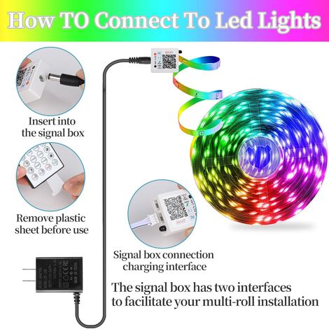 Bande LED RGB de 30 mètres avec synchronisation musicale, changement de couleur et application de contrôle à distance. (1/5)
