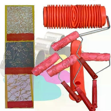 Rouleau à peinture en caoutchouc imitation bois avec poignée - Outil pour la maison - JXLGV (1/5)