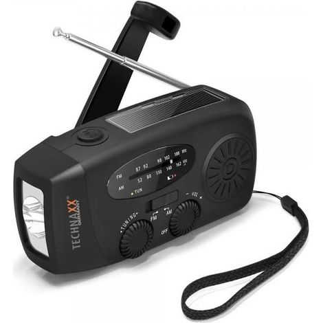 Technaxx TX-238 Radio di emergenza AM, FM Radio di emergenza Manovella, Pannello solare, torcia elettrica , ricaricabil (1/4)