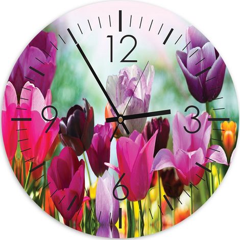Orologio da parete, Tulipani colorati - 40x40 (1/5)