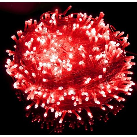 LED-Lichterkette für Zuhause und Büro. Dekorative Beleuchtung für drinnen und draußen. Weihnachten, Diwali, Hochzeit. 100 Meter lang (Rot) – Crezuo
