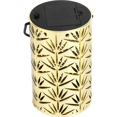 Lanterne suspendue LED à motif ajouré en forme de feuille, lampe de cheminée portable pour les fêtes, la décoration de la maison et du jardin, dorée (1/5)