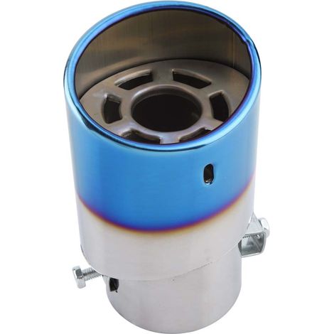 Tuyau d'échappement chromé bleu en acier inoxydable universel pour voiture, embout arrière de silencieux droit (1/5)