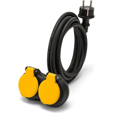rallonge électrique 5 mètres IP44 – 2 Prises French Type 2P+T – câble néoprène H07RN-F 3×1.5, fiche Schuko E/F, Usage et extérieur (1/5)