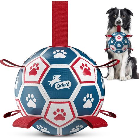 Jouet pour Chien, Balle de Football, Jouet interactif pour Chien à Tirer à la Corde, Jouet Aquatique, balles durables pour Chiens de Petite et Moyenne Taille, Bleu et Rouge (15,2 cm) (1/5)