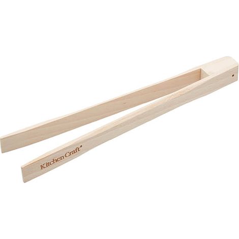 KitchenCraft 25 cm Beech Wood Toast Tongs With Magnet