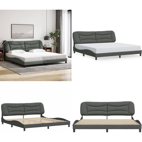 Bettgestell ohne Matratze Dunkelgrau 200x200 cm Stoff - Bettsystem - Doppelbett - Boxspringbetten - Schlafzimmermöbel - Wohnbereich - Home & Living (1/5)