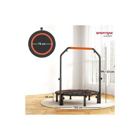 Mini-trampoline de fitness 102 cm avec écran LCD et guidon réglable sur 4 hauteurs, jusqu à 100 kg pour maison et salle de sport (1/5)