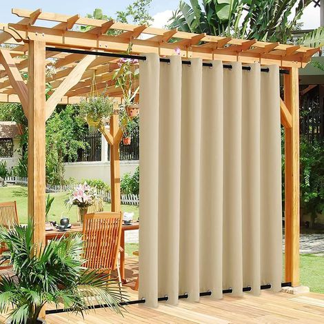 Rideau Exterieur Terrasse avec Oeillets en Haut et Bas Coupe-Vent Rideau Pergola Extérieur Imperméables Rideau Occultant pour Jardin Terrasse Pavillon (Color : Beige, Size : 2x2m) (1/5)