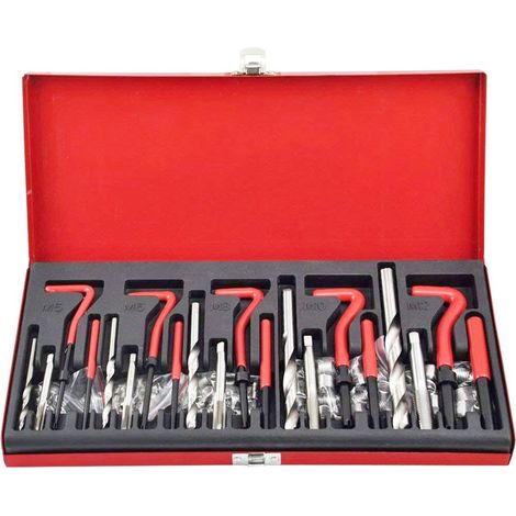 Juego de Reparación de Roscas, Kit Helicoil M5 M6 M8 M10 M12, 131 piezas ROSCAS DAÑADOS HELICOIDALES HELICOIL Dientes PASADOS DE Tuerca