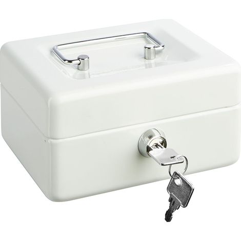 Petite caisse à monnaie verrouillable, blanche (1/2)