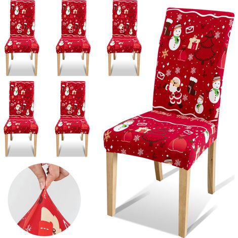 TolleTour Housses de chaise Noël extensibles avec motifs festifs 6 pièces (1/5)