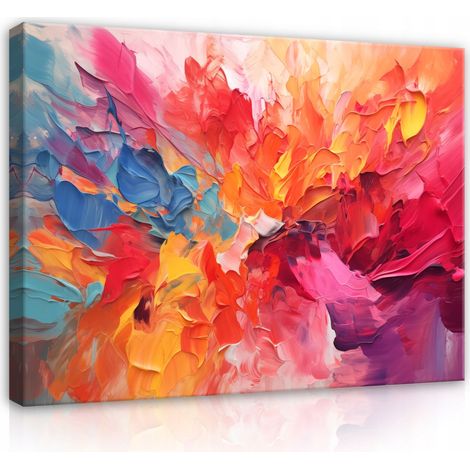 Peinture abstraite colorée sur toile Murale chambre coucher salon 100x70
