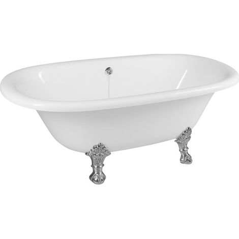REGATA Freestanding Bath 175x85x61cm, Chrome Matt Legs, Blanc