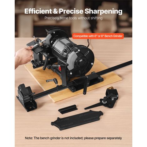 Gabarit d'Affûtage Multi-meulage pour Meuleuse d'Établi 152 mm 203 mm, avec Plateforme, Glissière d'Onglet, Barre de Support Outils… (1/5)