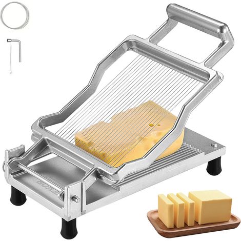 Coupe-Fromage à Fil, Coupe-Beurre avec Lame de Coupe Ultra-Mince, Trancheuse à Fromage Commerciale en Alliage d'Aluminium, Épaisseur 5 mm, Fil Amovible en Acier Inoxydable 316, pour Cuisine (1/5)