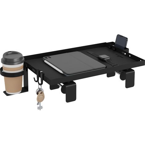 WOLTU Table de Chevet Suspendue en Acier, Tablette Tête de Lit Mezzanine, pour Bord de Lit, 47x25 cm, Noir