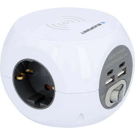 Steckdosen Würfel induktives Laden & USB  A+C, 1,4 m, weiß USB-Anschluss (1/3)