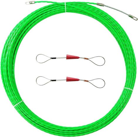 Elektriker-Nadel, 50 m Zugdraht, Durchmesser 4 mm, Zugdraht mit 2 Führungsköpfen, Elektriker-Nadel-Zugdraht, spiralförmiger, flexibler Zugdraht