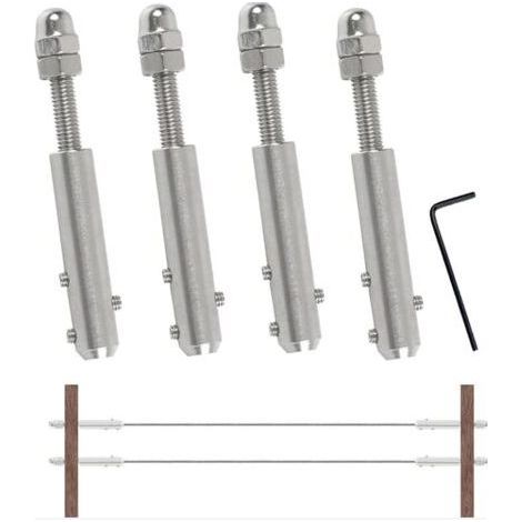 4 Pièces Tendeur Cable Inox Cable Inox 4mm, Terminal pour Fil Inox Métallique Terminal À Vis pour Cable Métallique 4 mm (1/4)