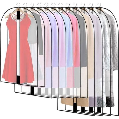 12PCS Housses de Vêtements AVCE Zip, Anti Poussière Etanche Mite Humidité, Anti-Poussière Housses de Protection Transparentes pour (1/4)