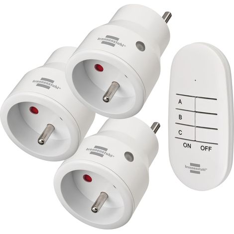 Lot de 3 Mini Prises télécommandées programmables avec télécommande Comfort-Line, Blanc (Utilisation en intérieur, avec télécommande) 1507071 (1/5)