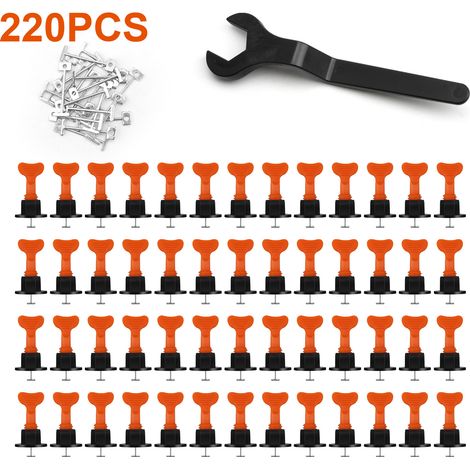 EINFEBEN Kit De Système De Nivellement De Carreaux, 220 Pièces Cales D'espacement Réutilisables Pour Niveleurs De Carreaux Pour Bâtiment Murs Sols + Clé Spéciale (1/5)