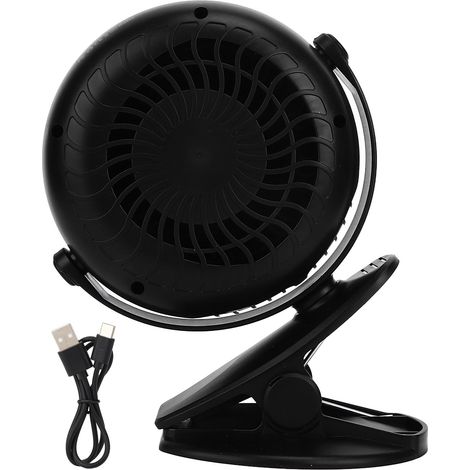 Ventilateur de bureau USB sans pales 3 vitesses ultra silencieux pour sommeil bureau dortoir noir (1/5)
