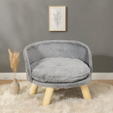 Lit rond pour chien et chat avec coussin gris 40,5 x 40,5 x 33 cm (1/5)