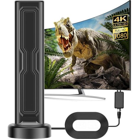 Antenne TV intérieure extérieure, 480 km Gamme Antenne intérieure HDTV avec amplificateur, antenne TV portable avec réception à 360°, compatible avec TV portable 4K 1080P et tous les téléviseurs (1/5)