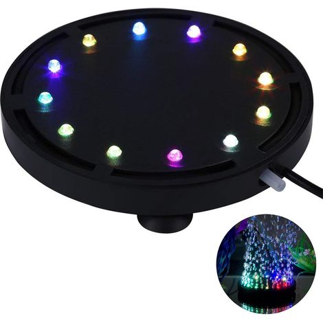 Largeight 12 Multicolore RGB LED Aquarium Sous-Marine Bulle Lumière Nuit Mer / Multicolore Aquarium Air Pierre Disque, rond aquarium barboteur avec changement de couleur automatique (1/5)