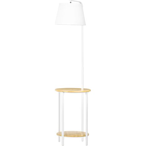 Lampadaire 2 étagères lampe sur pied interrupteur au pied 40W culot E27 blanc naturel