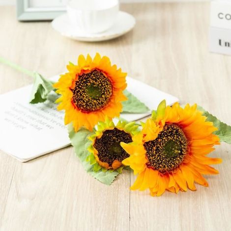 Shipenophy bouquet de tournesol artificiel Tissu en soie de fleur de Simulation de tournesol artificiel, deco sechee 7 succursale (1/4)