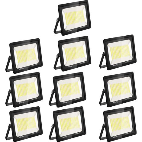 【10PCS】200W Projecteur LED Exterieur 20000LM IP66 Imperméable spot led exterieur Super Brillant Eclairage Extérieur Blanc Chaud(3000k) Sécurité spot led pour stades, usines, Parking, garage, jardi (1/5)