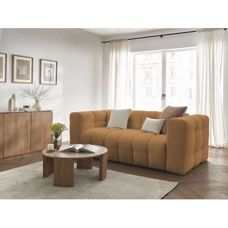 BOBOCHIC - Canapé droit convertible 3 places CLOUD tissu bouclette Jaune (1/5)