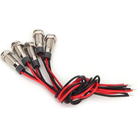Voyant Lumineux LED, 5 Pièces / Ensemble 5 Couleurs de Lumière IP66 6mm LED étanche à L'eau en Métal Voyant D'avertissement avec Fil 1NO (AC220V) (1/5)