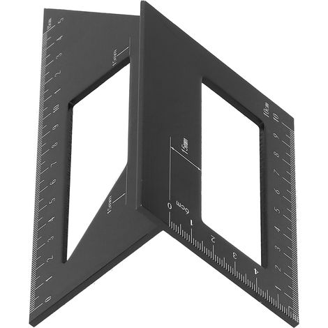 Équerre d'angle 45°/90° règle droite 3D outil de mesure degré pour menuiserie (Noir)